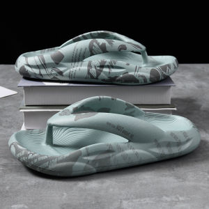 Summer 2025 Mens Flip Flops Thick Bottom Beach Slippers Anti-Slip Fashionable Korean Style Comfortable Shock Absorption EVA Material