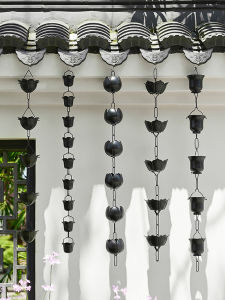 Badu | Black Japanese Style Courtyard Rainwater Chain For Eaves And Gutter