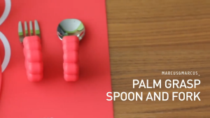 MARCUS & MARCUS ช้อนส้อมเด็กหัดทานอาหาร PALM GRASP SPOON & FORK SET (1y+)