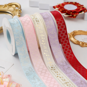 JIUXIACAIDAI | Craft DIY Material Ribbon Purple Gold Green Music Notes Box Floral