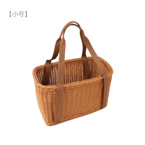 Wicker Basket Simulation Handheld Shopping Basket Picnic Basket Fruit Picking Snack Storage Square Vegetable Buying Basket