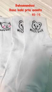 EFKS75 Kaos Kaki Pria Wanita Panjang Setinggi Betis Motif Bear New Fashion Style Socks Random 5 pcs