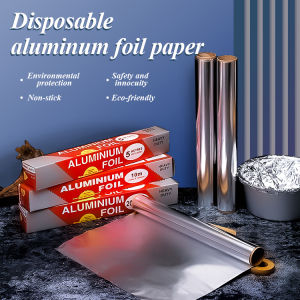 Aluminum Foil Roll Disposable Heat-Resistant Tin Foil Aluminium Foil Professional Barbecue Plate Oven Thickened Cooking Paper Tinfoil Refill Rolls Non Stick Tin Foil For Baking BBQ Oil Absorption 5M/10M/20M