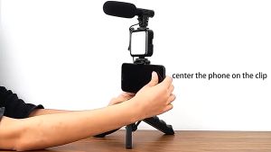 Smartphone Vlogging Kit With Microphone tripod For Video Recording Vlog Live Compatible With Various Mobile Phones