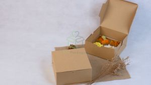 Dus Nasi 16x16 Kraft Laminasi Bahan 310 GSM Kotak Nasi Katering Paper Lunch Box Dus Bolu Kue isi 50 pcs