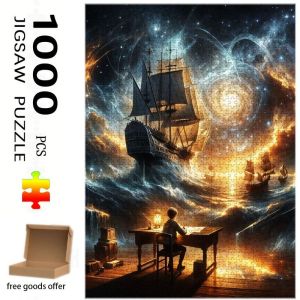 500/1000 Pieces Jigsaw Puzzle Surreal Starry Sky Ocean Sailboat Jigsaw Puzzle Educational Toy for Kids Children s Games Gift
