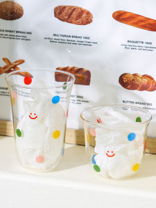 Creative High Borosilicate Glass Cup Water Cup Polka Dot Design American Style Coffee Cup Drinking Water New Popular Online Cup