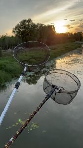 1pcs Stainless steel net automatic folding telescopic net head fishing net portable net fishing gear