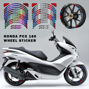 1 SET for Honda PCX 160 Motor Wheel Hub Sticker PCX160 Front Back Wheel Sticker Laser Rim Decor Sticker Reflective Waterproof Modification Decal Motorcycle Accessories