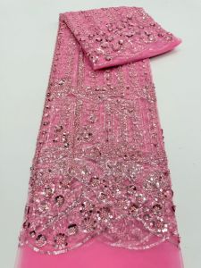 New Design Fashion Elegant French Mesh Rope Embroidery Sequins Lace Fabric African Nigerian Lace Fabric For Wedding Dress Sewing