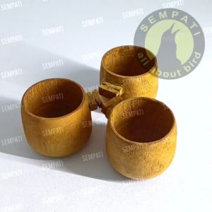 SEMPATI  Cepuk Kayu Jati Size L Large Isi 3 Pcs Cepuk Wadah Tempat Pakan Makanan Minum Burung Murai Kacer Kenari Cucak Ciblek Lovebird