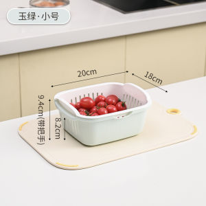 Double Layer Kitchen Sink Vegetable Washing Basket Drain Basket Fruit Tray Rice Cleaning Basket Nordic Style Plastic Dishware