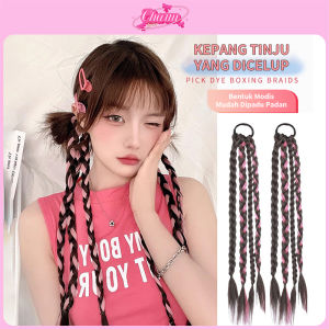 CHARM Extension Rambut Sintetis Model Kepang Wig Wanita Kepang Wig Kuncir Kuda Ganda Kepang Ekstensi Rambut Kepang Model Ikat Rambut42CM