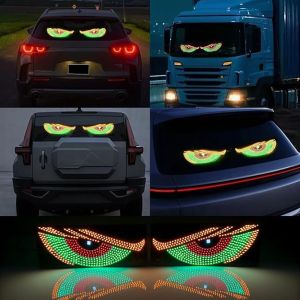 2Pcs LED Car Dynamic Devil Eye Light Sticker USB Car Evil Eyes Warning Lamp Car Decoration Devil Eye Light for Car Decoration 5V USB Powered With 11 dynamic modes