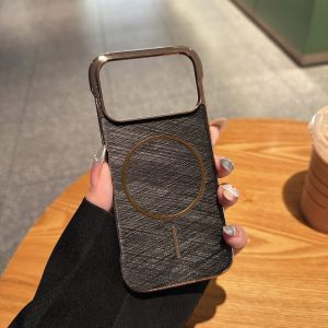Electroplating ไร้ขอบแม่เหล็กทอง-ลวดเคสโทรศัพท์สําหรับ iPhone 17 Air Pro Max สําหรับ Magsafe Wireless Charge Cooling PC Cover