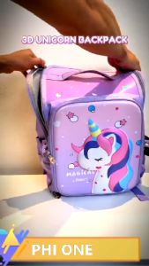 School Bag For Kids: A Girl's 3D Astronaut Unicorn Ridge Protection Waterproof Backpack (Grades 1-6)