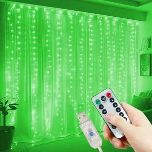 Garland Lights Bedroom Living Room Decoration Holiday Wedding 8 Modes 3/6M For USB LED Curtain Remote Control String Lights