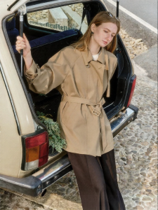 DUSHU | British Style Windbreaker Classic Lapel Coat