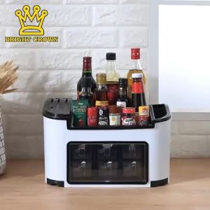 Bright Crown Rak Bumbu Dapur All in 1 6 Laci FREE 6 Pcs Sendok Bumbu + Tempat Pisau /Multifungsi
