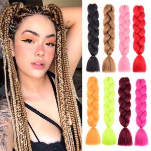 Long Jumbo Braids 24 Inch 100g/Pcs Black Brown Grey Gold Colorful Braids Synthetic Hair Braiding Crochet Hair Extensions