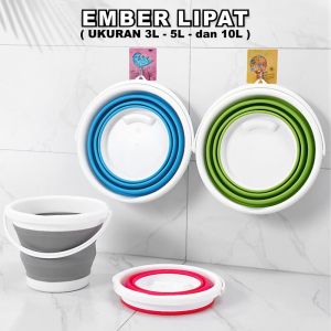 Ember lipat 10L 5L 3L water bucket foldable collapsible baskom ember lipat silikon