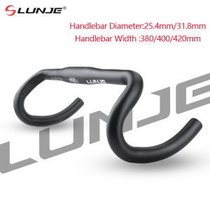LUNJE 25.4/31.8 Road Bike Handlebar 380/400/420mm Bent Bar Black Matte Finish Bicycle Aluminum Alloy Handlebar