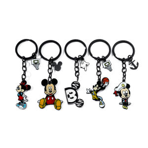 Disney Classic Mickey Mouse Keychain Backpack School Bag Metal Enamel Minnie Anime Pendant Keyring Creative Gift