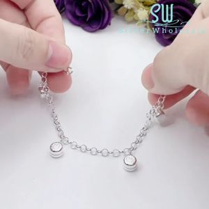 SilverWholesale #BB197 Original Silver Kids/Baby/Newborn Anklet Bracelet (Rantai Kaki/Tangan/Gelang Kanak/Budak/Bayi)