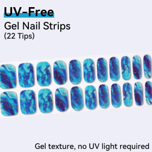 22Tips Gradient Marble UV-Free Gel Nail Stickers Flower Shining French Full Cover Gel Polish Nail Strips DIY Manicure Decoration