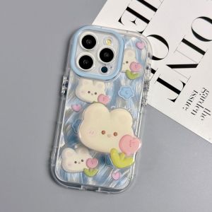 Tulip Rabbit Cartoon Phone Case for Vivos18 X100s New iQOOz9 Transparent Support iQOO12 11s NEON8 Dustproof Shockabsorbent