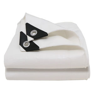 Heavy Duty White Tarps with Metal Grommets for Outdoor Camping and Pool Cover Waterproof Shelter Equipment