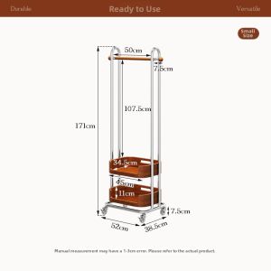 Mobile Wooden Standing Clothes Rack