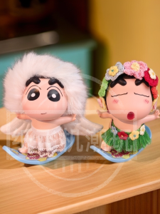 Angel Grass Skirt Surfing Crayon Shinchan Figurine Cute Home Car Decoration Toy Trendy Collectible PVC Material 10cm Size