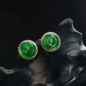 Ice Seed Green Jade Earrings