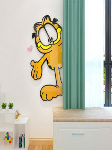 Cartoon Garfield Cat Door Stickers Childrens Room Bedside Acrylic Nursery Wall Decals Bedroom Wall Cover-Up Stickers