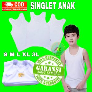 KAOS Dalam Anak PREMIUM Singlet Anak Kaos Kutang Anak Warna Putih Polos tebal Nyaman S M L XL 3L Murah