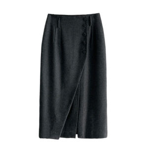 PIAOYA | High Waist Split Woolen Skirt Women Mid-long Style Elegant Office Design Bodycon