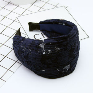 Phụ Kiện Băng Đô Quấn Tóc Ren Viền Rộng Chống Trơn Trượt Cho Nữ Dây Buộc Tóc Màu Đen Phong Cách Hàn Quốc Với Thiết Kế Răng