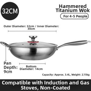 BAICHANG | Non-stick Coating Free Pure Titanium Hammered Pattern Frying Pan