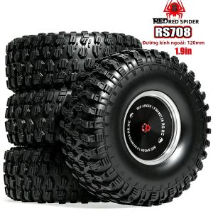 Bộ Mâm Xe Cao Su RED SPIDER 4 Chiếc 1.9 Inch 120mm Vành Kim Loại Khóa Vành Dành Cho Xe RC Crawler 1/10 Vanquish VS4-10 Pro Traxxas TRX-6