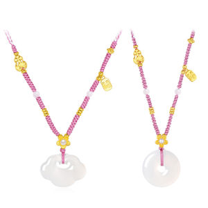 CTS S925 Silver Chalcedony Auspicious Cloud Ping An Buckle Necklace CHOW TAI SENG 周大生 Q0N300500CH Q0N300499CH