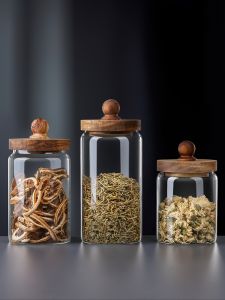 แก้วชาใบเก็บ Jar Airtight ห้องครัวสําหรับ < Ne2> ชาและชาดอกไม้บ้านชา< Ne1> แก้ว Borosilicate สูง