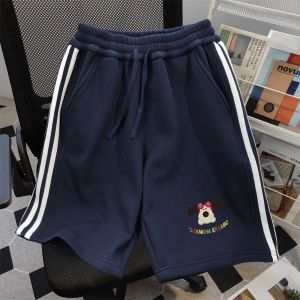 Trendy American Oversize Dog Print Shorts Womens Drawstring Five-Quarter Length Casual Pants Couple Matching Summer Wear