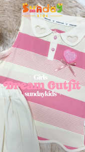Sundaykids Girls two-piece bow vest set with love hollow backless suit