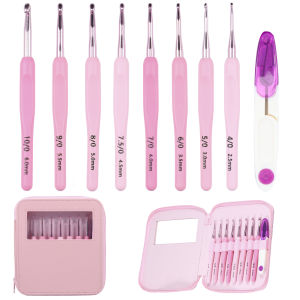 8Pcs Crochet Hook Set 2.5 to 6mm Crochet Hooks Kit Ergonomic Soft Handles Crocheting Needles Kit Knitting Tool Pink Crochet Hook