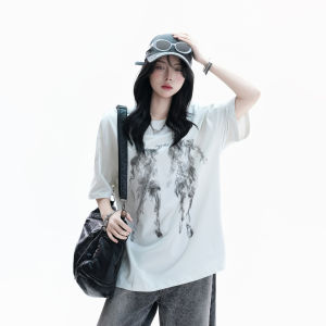 zuocisankon | Chic Smoke Shadow Design Artistic T-shirt Loose