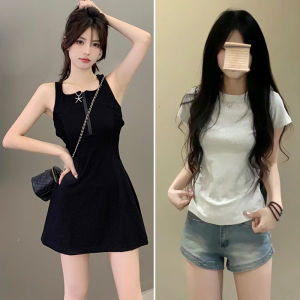 SUHUIQIAN | Black Halter Mini Dress