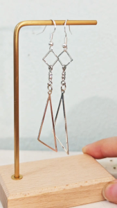 Made-to-Order SG - Trapezia Geometric Monochrome Dangle Earrings Handmade Contemporary Earrings Collection