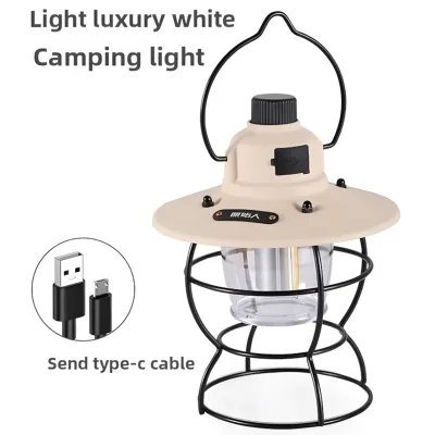 New Outdoor Lighting Camping Tent Light Long Range USB Charging Camping Atmosphere Retro Camping Tent Light