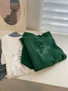 Korean Style Green Letter Print Short Sleeve T-Shirt
